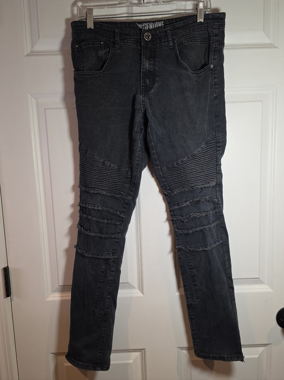 Genuine Authentic Men's Black Ribbed Moto Jeans Minor Flaws 32 X 32